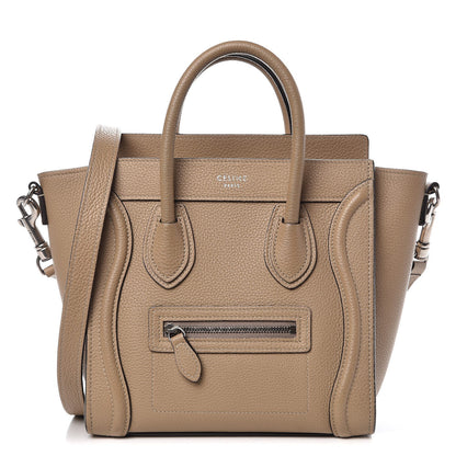 Celine Drummed Calfskin Nano Luggage Dune 1 of 9