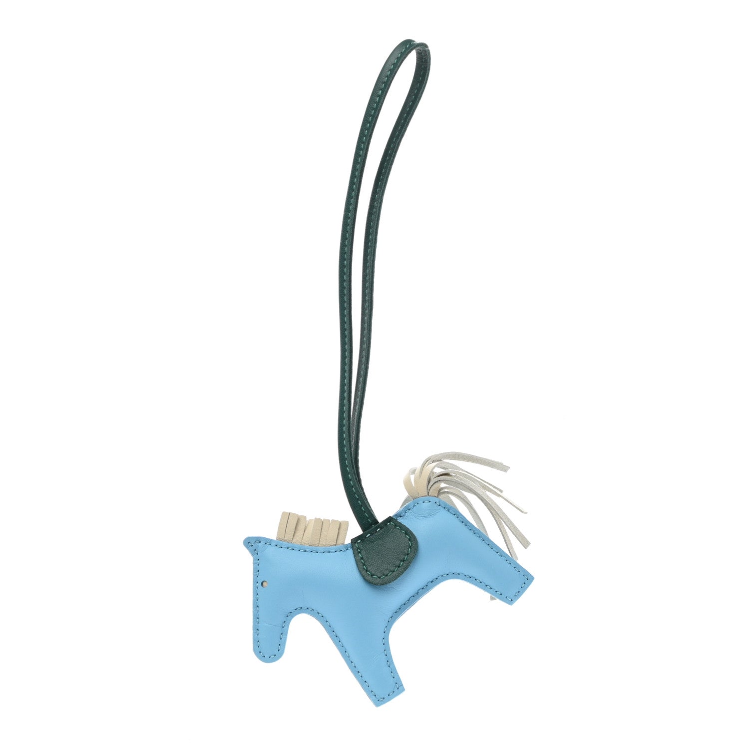 Hermes Milo Lambskin Grigri Rodeo Horse Bag Charm PM Celeste Malachite Craie 1 of 3