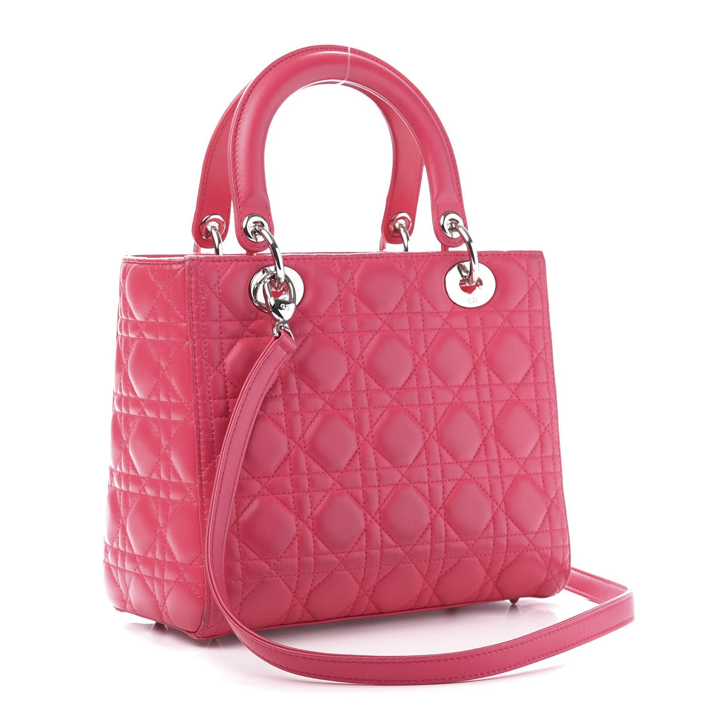 Lambskin Cannage Medium Lady Dior Fuchsia