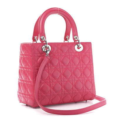 Christian Dior Lambskin Cannage Medium Lady Dior Fuchsia 3 of 18