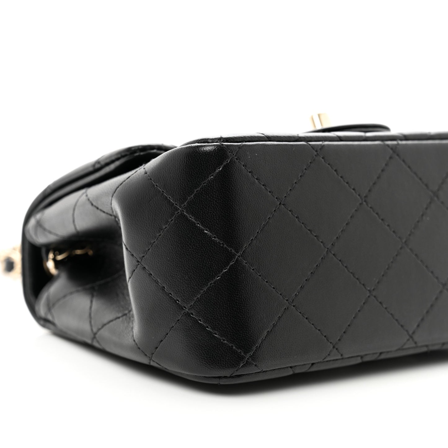 Lambskin Quilted Mini Square Flap Black