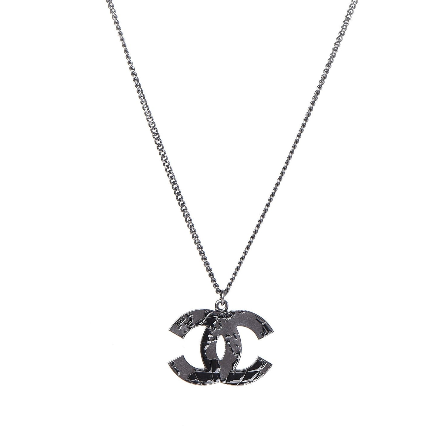 Ruthenium Globe CC Pendant Necklace Dark Silver