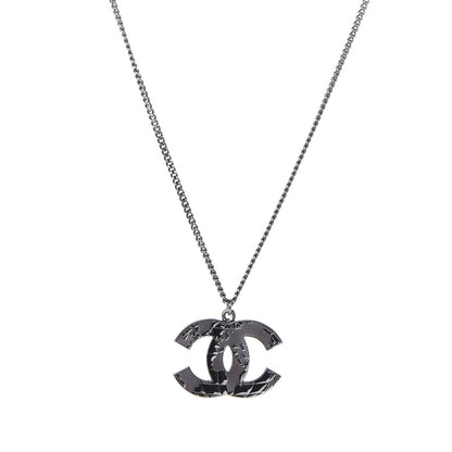 Chanel Ruthenium Globe CC Pendant Necklace Dark Silver 1 of 6