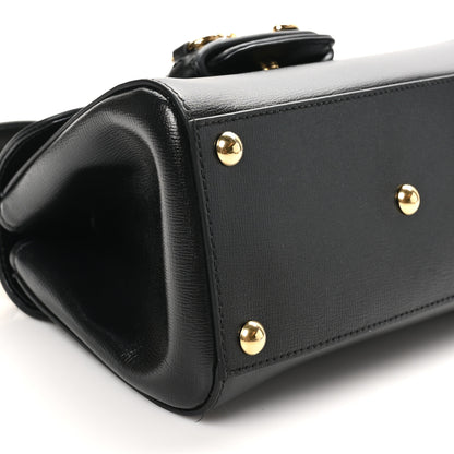 Gucci Glazed Textured Calfskin Mini Horsebit 1955 Top Handle Flap Bag Black 9 of 10