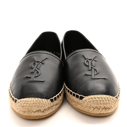 Saint Laurent Lambskin Monogram Espadrilles 37.5 Black 3 of 9