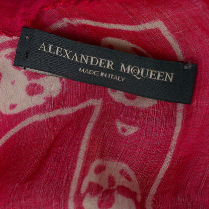 Alexander McQueen Silk Chiffon Skull Scarf Fuxia 7 of 8