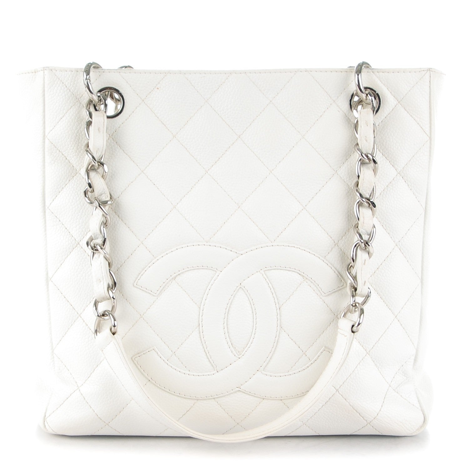 Chanel Caviar Quilted Petit Shopping Tote PST White 1 of 9