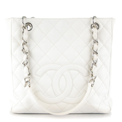 Chanel Caviar Quilted Petit Shopping Tote PST White 1 of 9