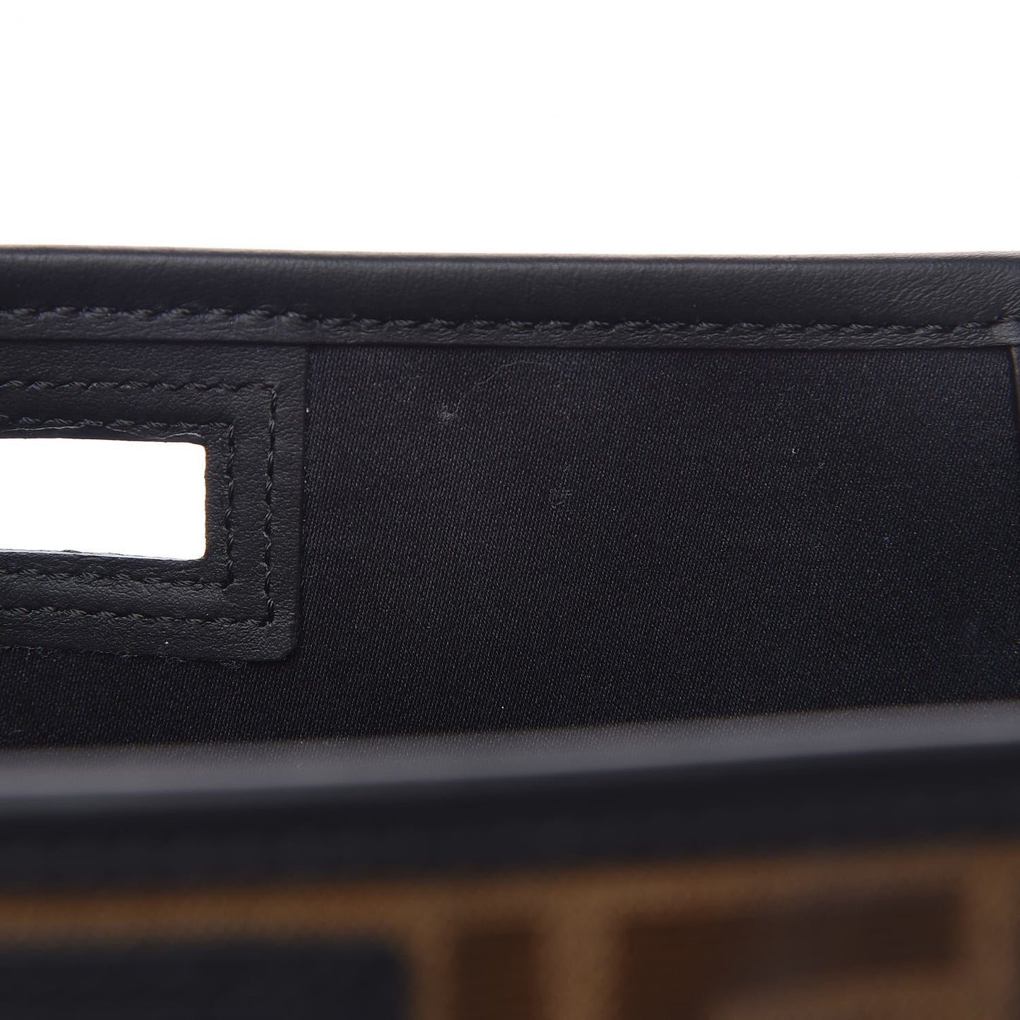 Glazed Fabric Vitello Century FF 1974 Stamp Patch Mini Peekaboo Defender Cover Mogano Panna Black