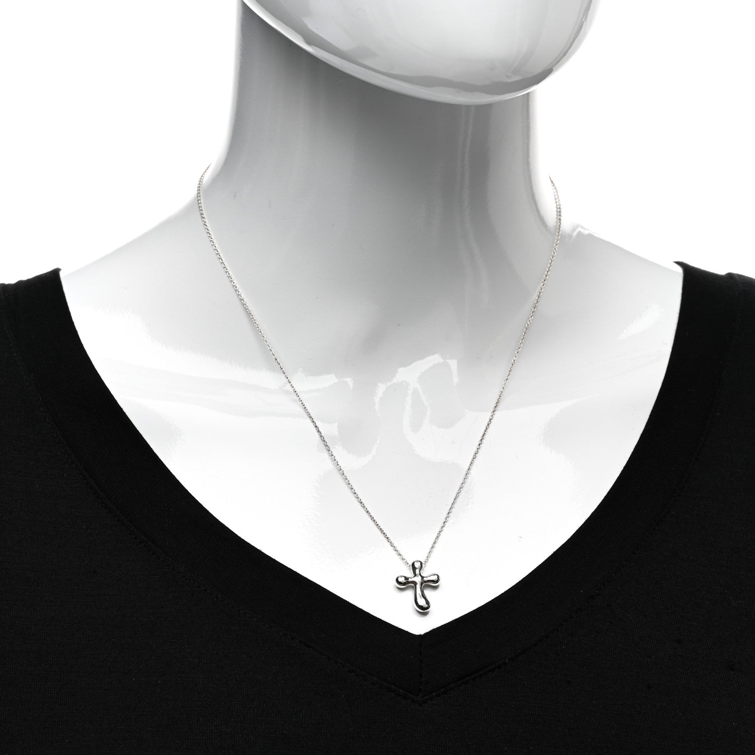 Tiffany Sterling Silver 14mm Elsa Peretti Cross Pendant Necklace 2 of 4