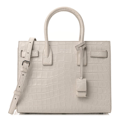 Saint Laurent Calfskin Crocodile Embossed Baby Sac De Jour Gris Perle 1 of 10