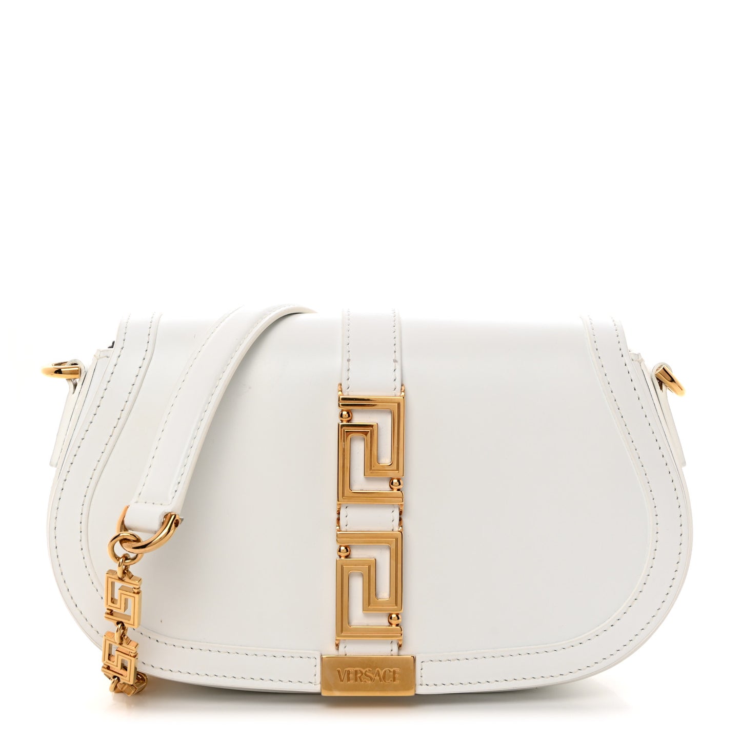 Calfskin Medium Greca Goddess Shoulder Bag White
