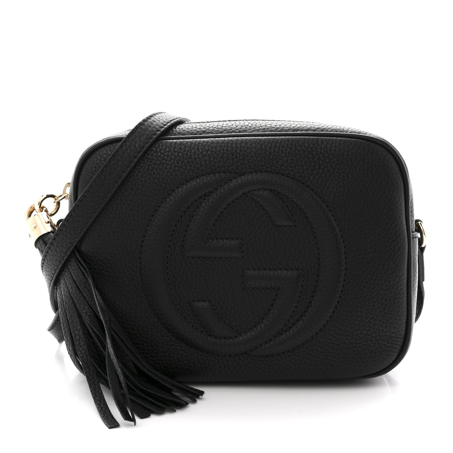 Pebbled Calfskin Small Soho Disco Bag Black