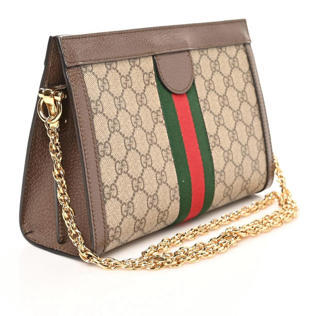 GG Supreme Monogram Web Small Ophidia Chain Shoulder Bag Brown