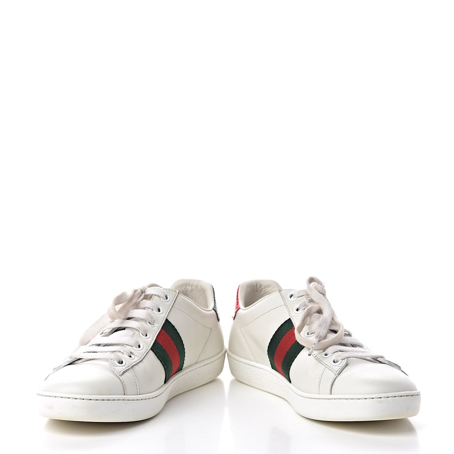 Calfskin Ayers Bee Embroidered Womens Ace Sneakers 36 White Green