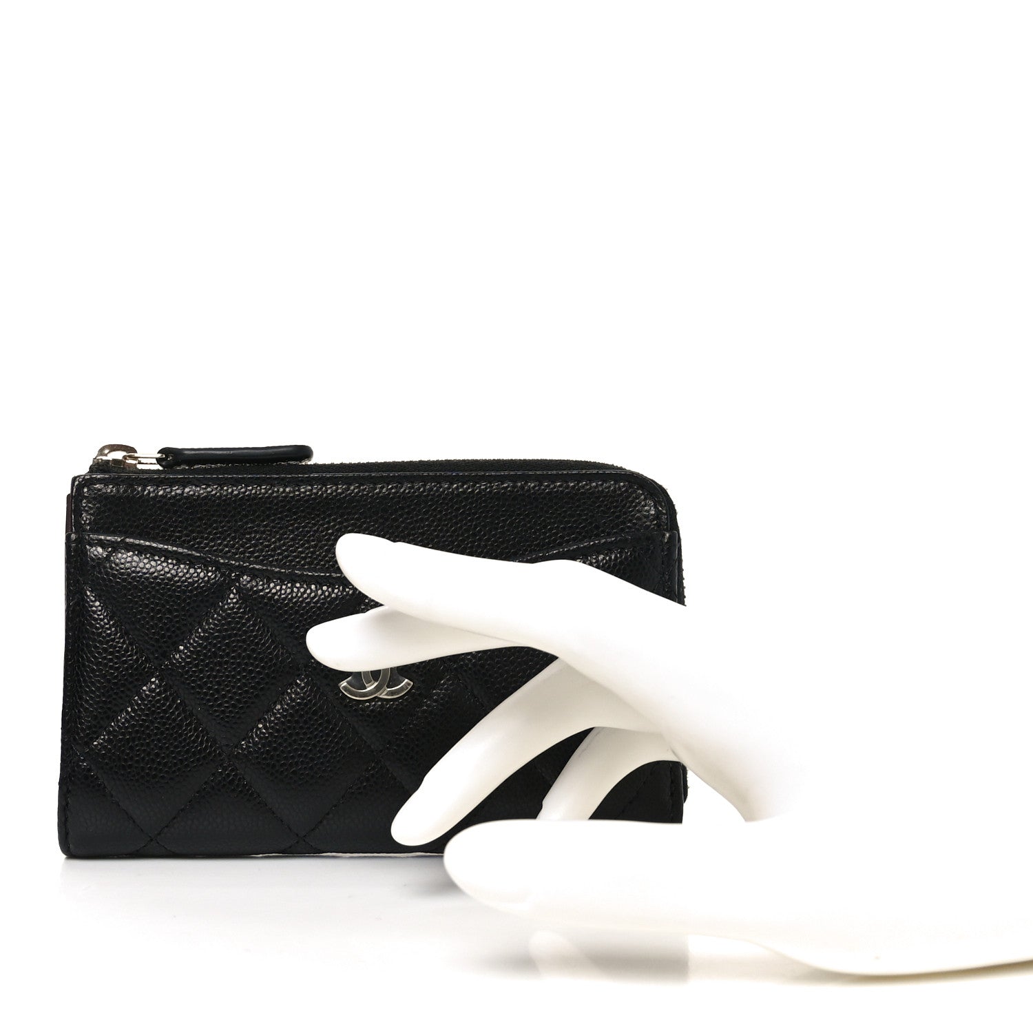 Chanel Caviar Quilted CC Zip Around Card Holder Black 2 of 8