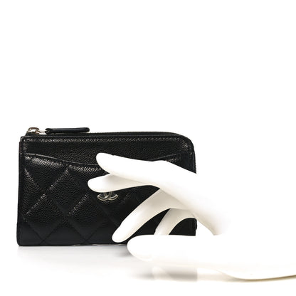 Chanel Caviar Quilted CC Zip Around Card Holder Black 2 of 8