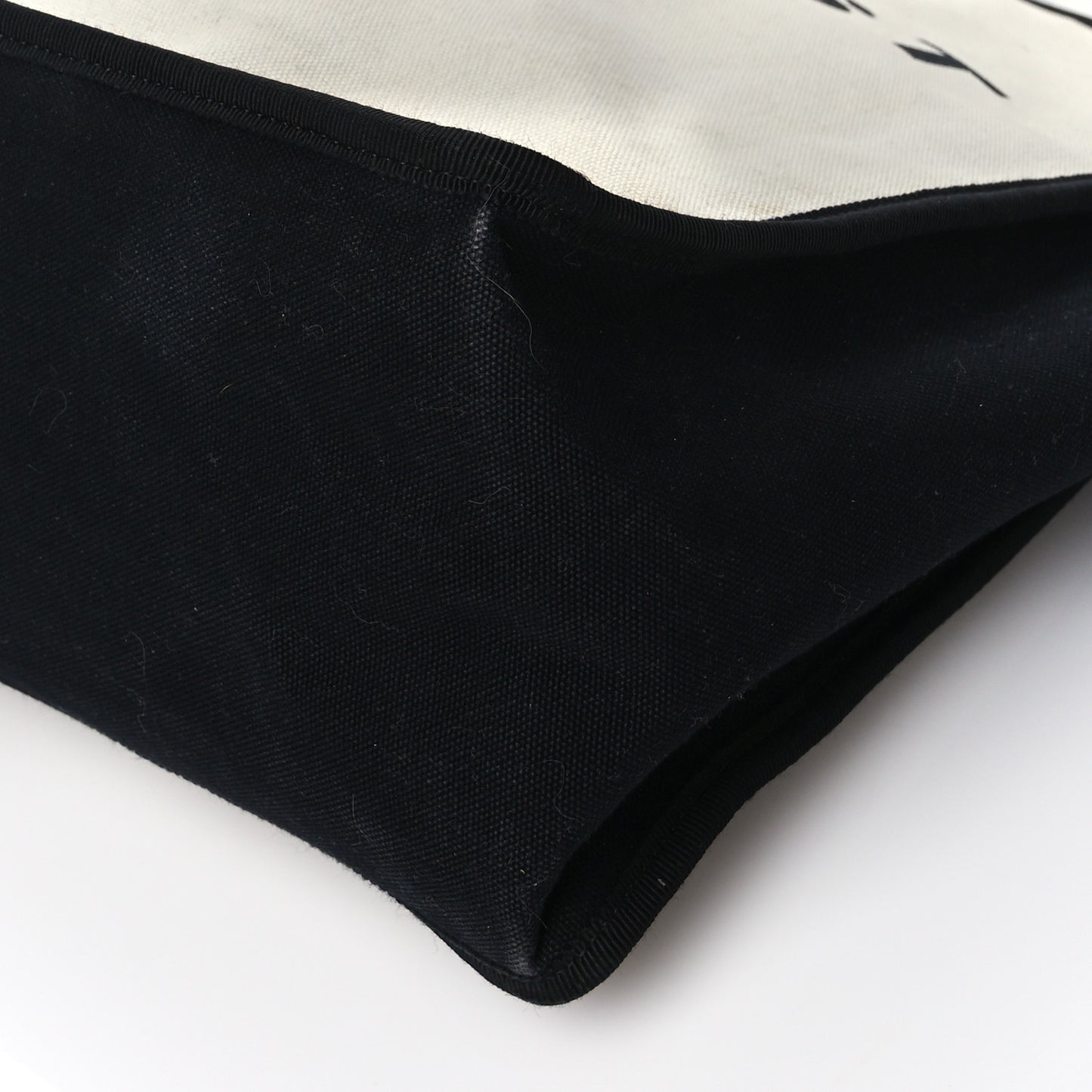 Canvas Calfskin Large Let's Demonstrate Tote White Black