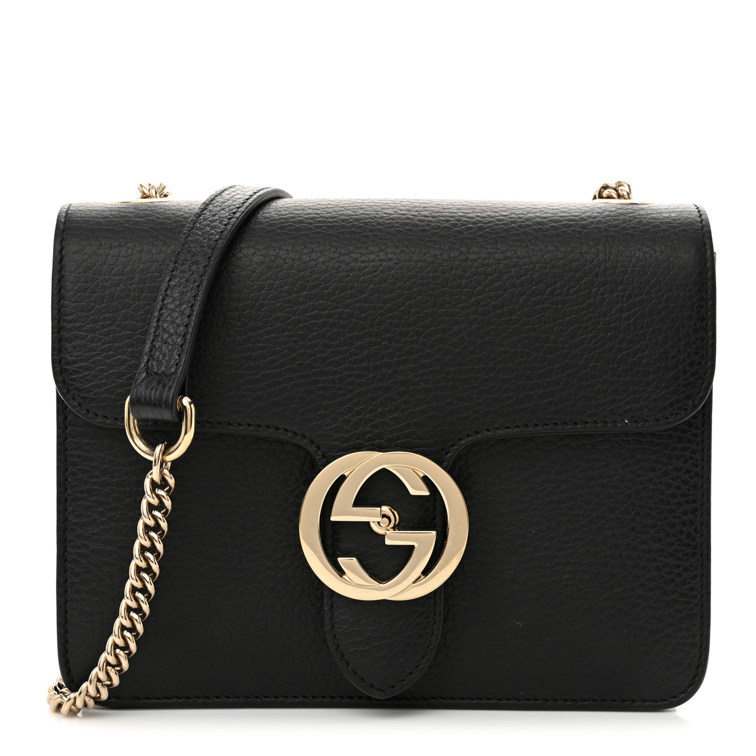 Gucci Dollar Calfskin Small Interlocking G Shoulder Bag Black 1 of 12