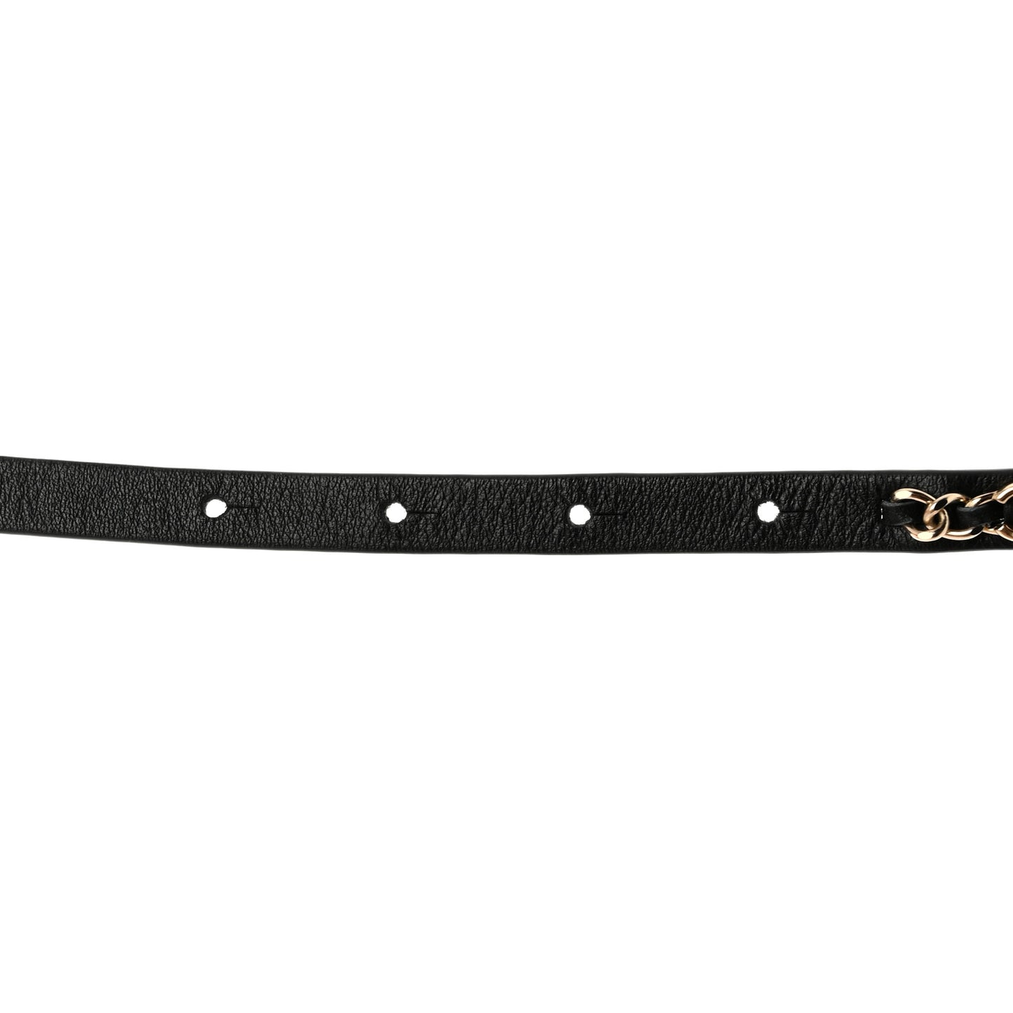 Calfskin Chain Logo Skinny Belt 80 32 Black