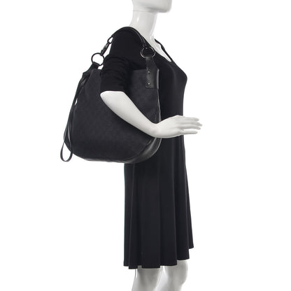 Gucci Monogram Calfskin Horsebit Classic Ring Hobo Black 2 of 8