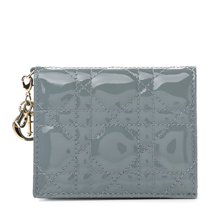 Christian Dior Patent Cannage Mini Lady Dior Wallet Gray Stone 1 of 8