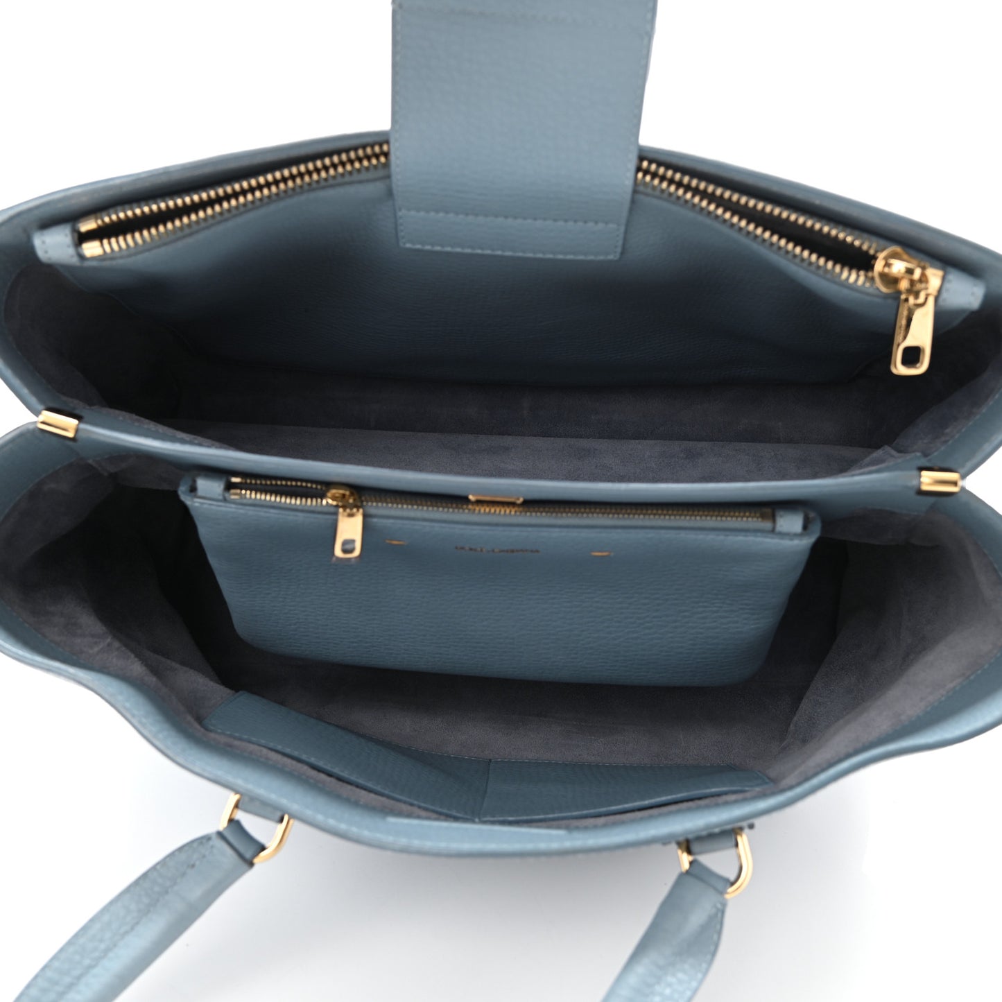 Textured Calfskin Clara Tote Light Blue