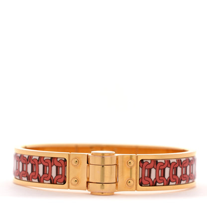 Hermes Enamel Printed Narrow Balades Equestres Positif Negatif Hinged Bracelet M 1 of 6