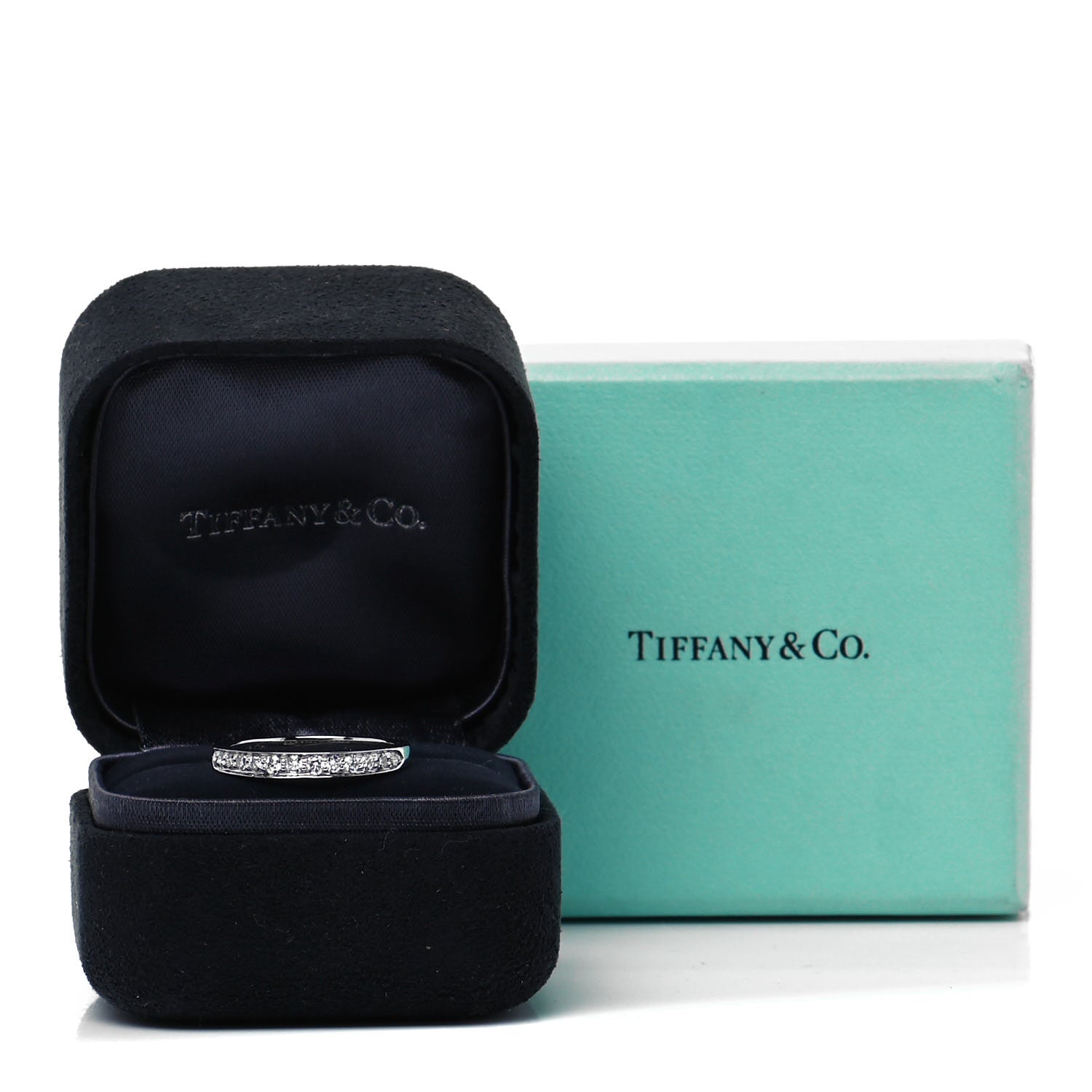 Tiffany Platinum Diamond 2mm Legacy Band Ring 53 6.5 5 of 5