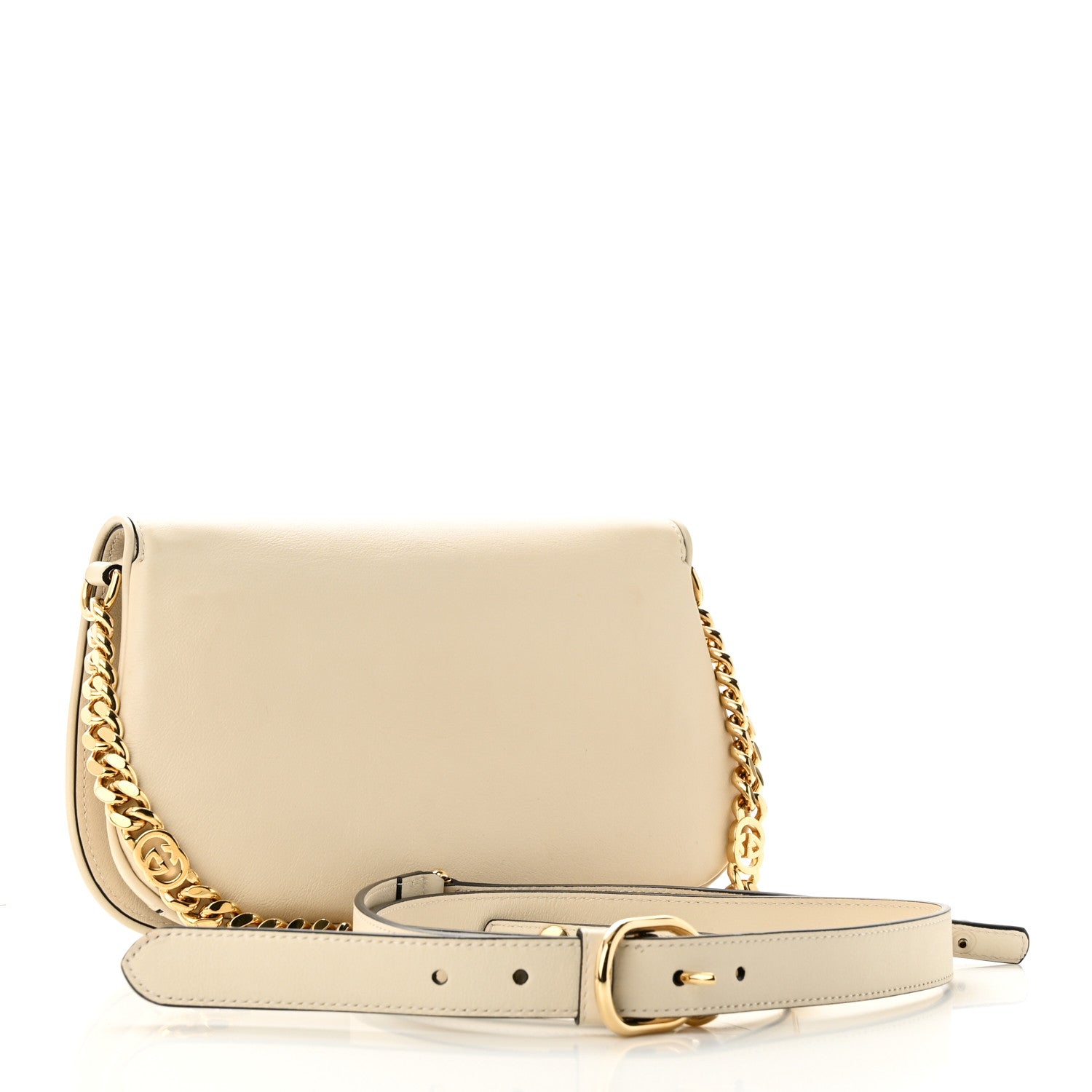 Gucci Roxy Calfskin Blondie Chain Shoulder Flap Bag Mystic White 3 of 13