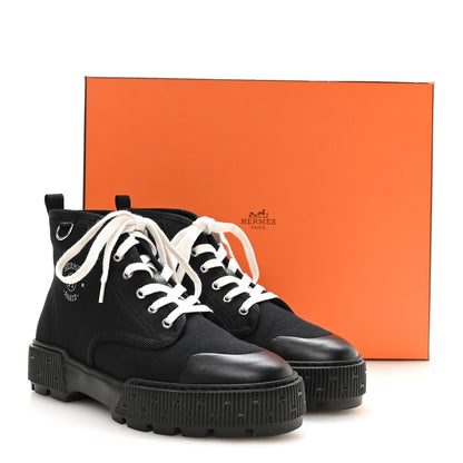 Hermes Canvas Calfskin Itineraire Ankle Boot 39 Black 9 of 9