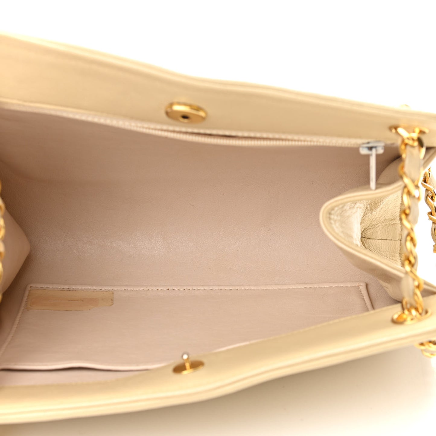 Calfskin Quilted Small Shoulder Bag Beige