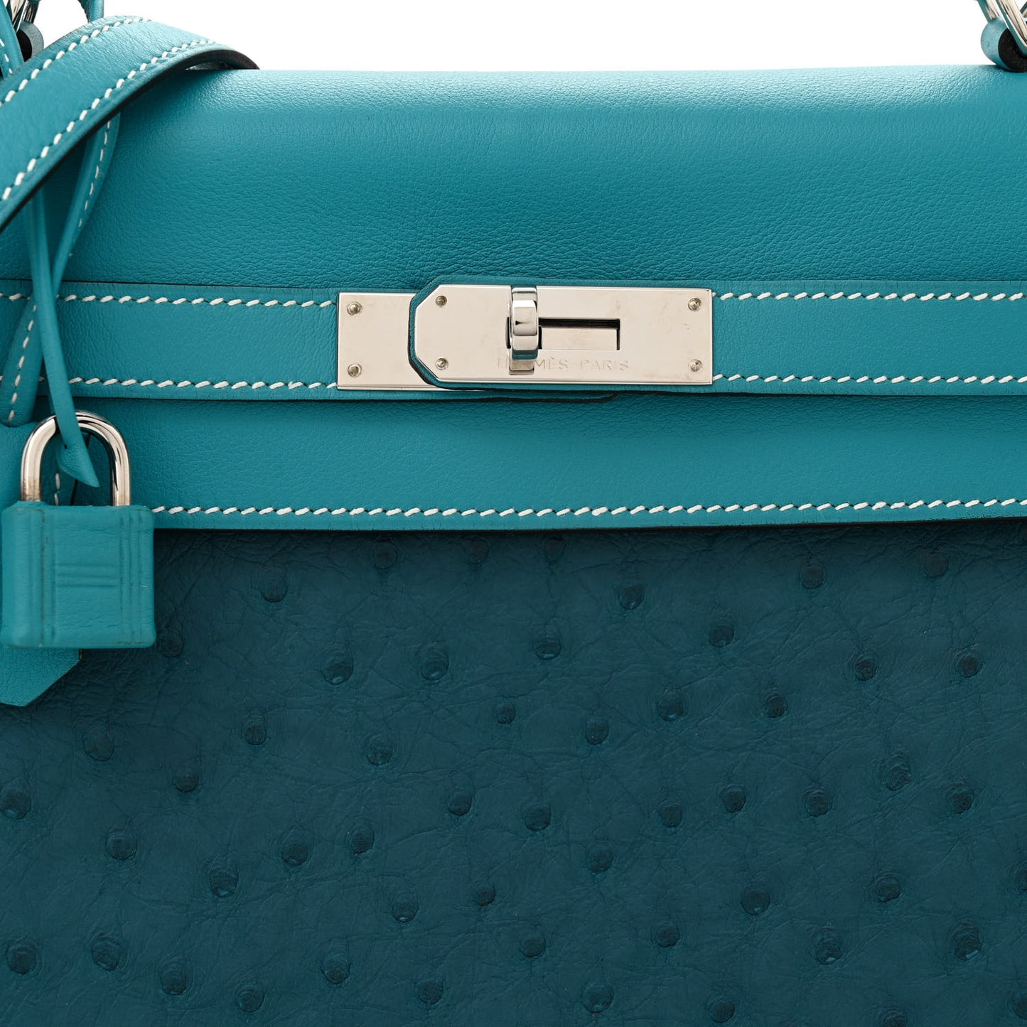 Ostrich Swift Taurillon Clemence Kelly Retourne 32 Cobalt Turquoise Colvert