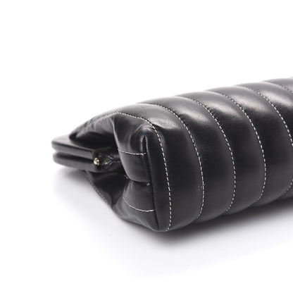 Chanel Lambskin Vertical Quilted Mademoiselle Clutch Black 7 of 13