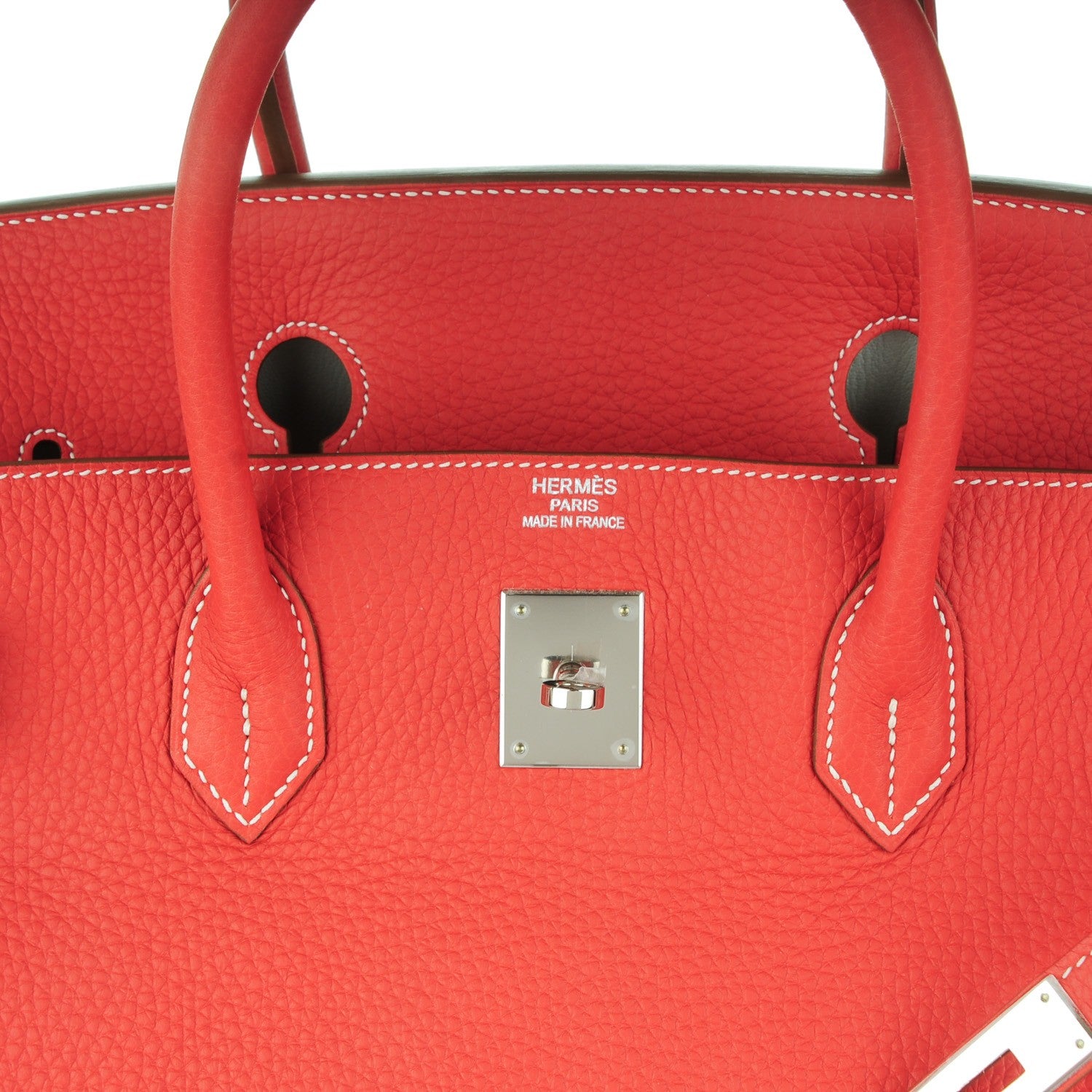 Hermes Taurillon Clemence Eclat Birkin 40 Sanguine Blanc 9 of 24