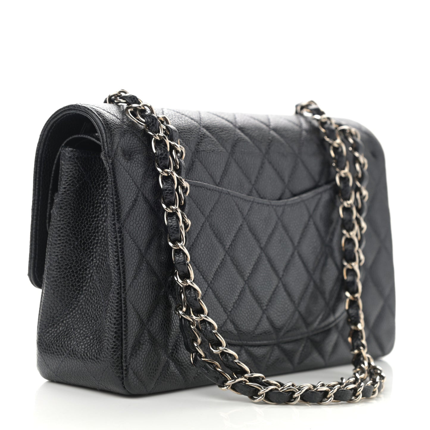 Caviar Quilted Medium Double Flap Black