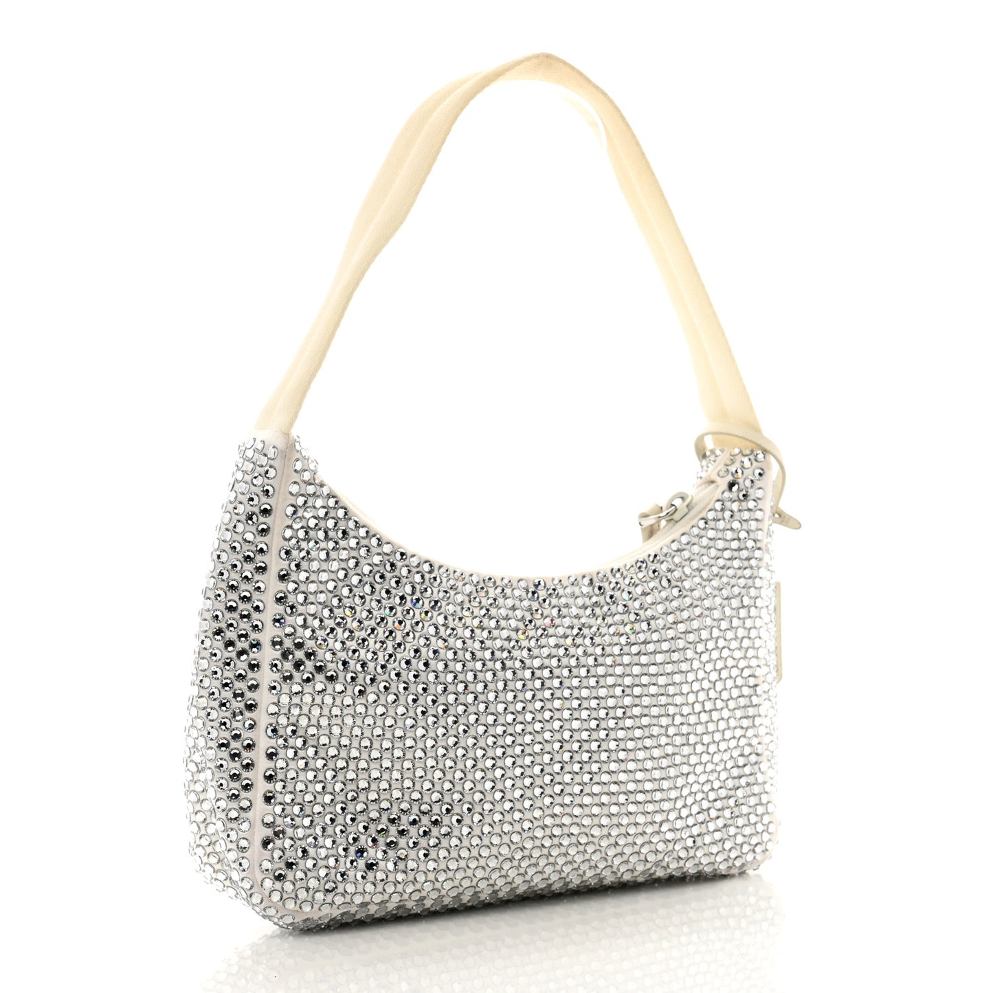 Satin Crystal Mini Re-Edition 2000 Bag White