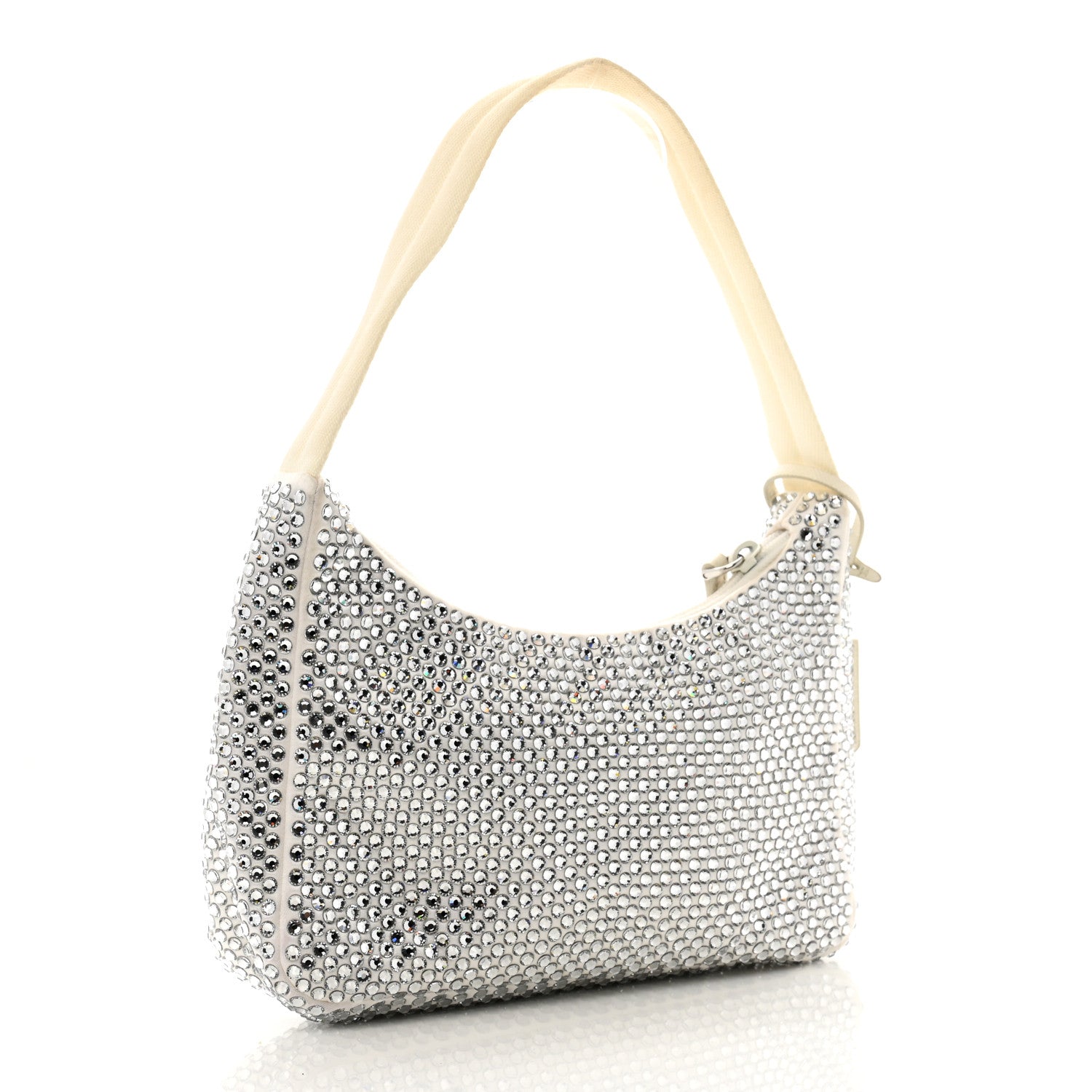 Prada Satin Crystal Mini Re-Edition 2000 Bag White 3 of 14