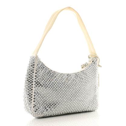 Prada Satin Crystal Mini Re-Edition 2000 Bag White 3 of 14