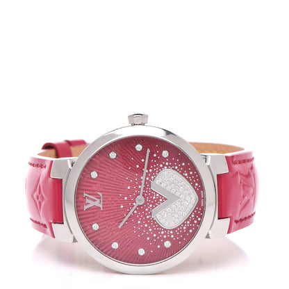 Louis Vuitton Stainless Steel Vernis Diamond 33mm Tambour Cool V Quartz Watch 3 of 8