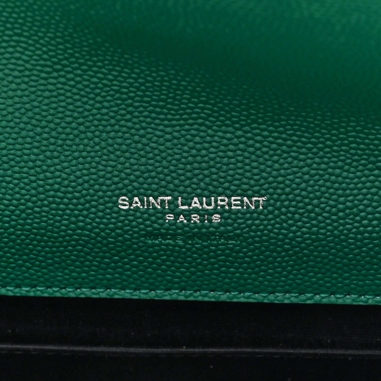 Saint Laurent Grain De Poudre Textured Mixed Matelasse Triquilt Monogram Clutch Green Field 6 of 6