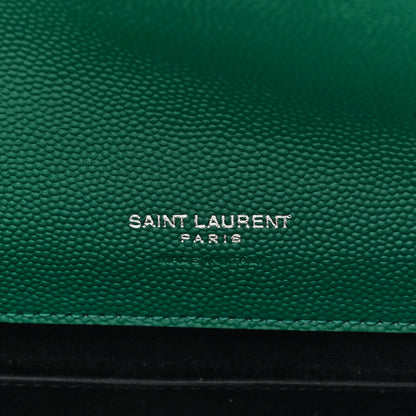 Saint Laurent Grain De Poudre Textured Mixed Matelasse Triquilt Monogram Clutch Green Field 6 of 6
