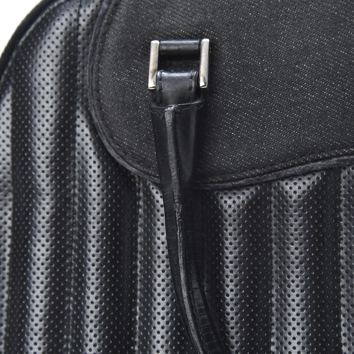 Denim Perforated Trailer Trash Tote Black