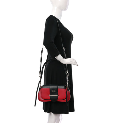 Prada City Calfskin Sidonie Shoulder Bag Rosso Black 2 of 10