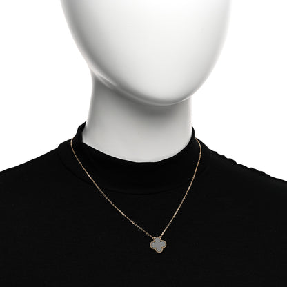 Van Cleef & Arpels 18K Yellow Gold Black Onyx Vintage Alhambra Pendant Necklace 2 of 6