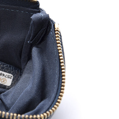 Chanel Metallic Caviar Quilted Small Cosmetic Case Dark Blue 7 of 8