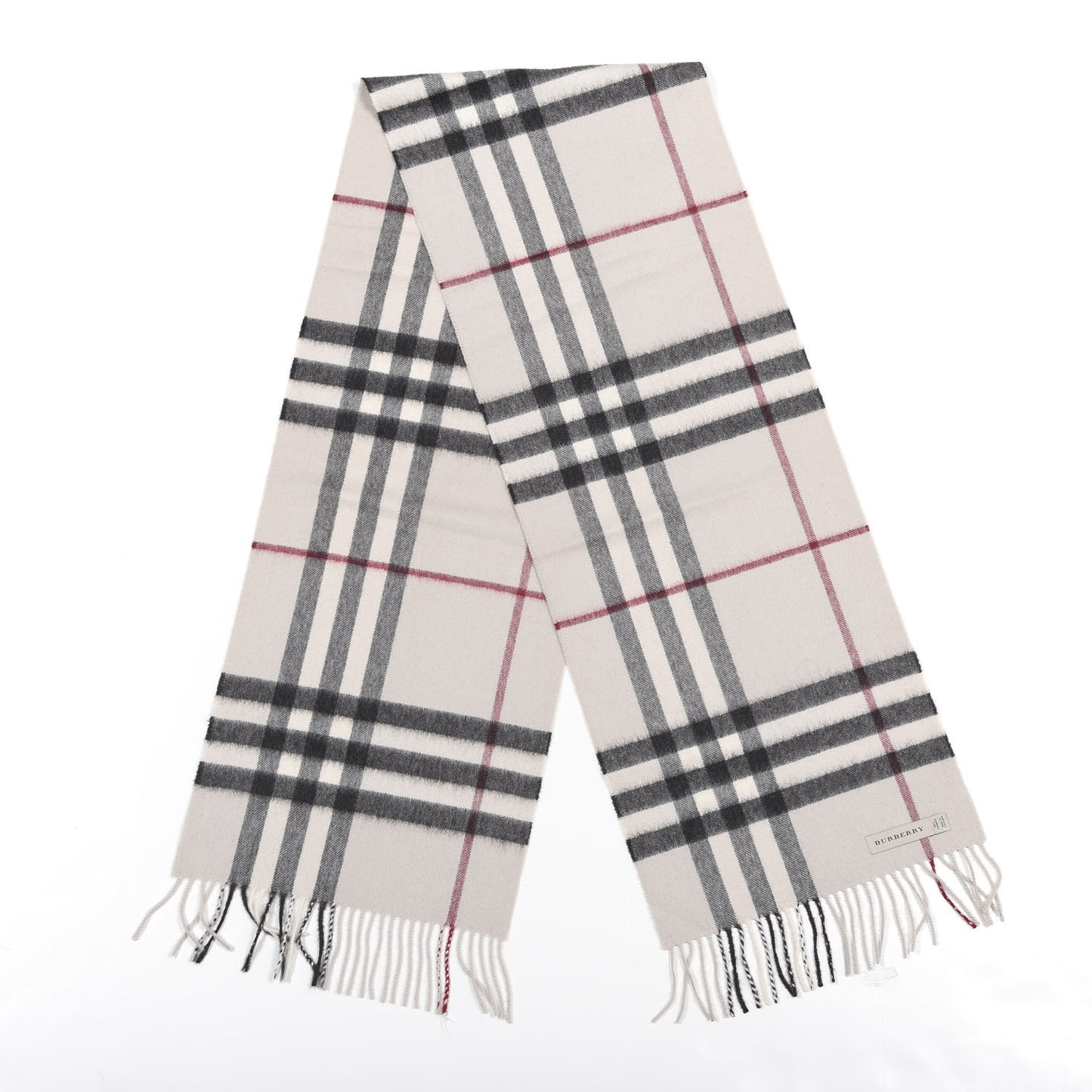Cashmere Giant Check Fringe Scarf Stone