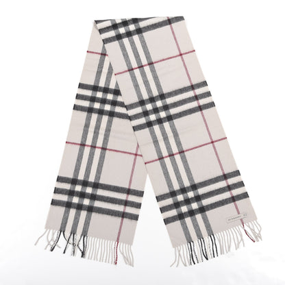 Burberry Cashmere Giant Check Fringe Scarf Stone 2 of 4