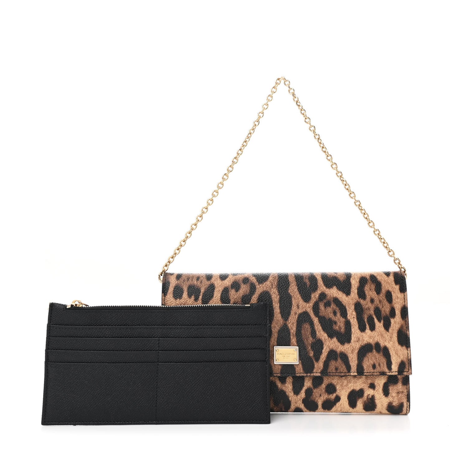 Crespo Leopard Print Wallet On Chain Brown Black