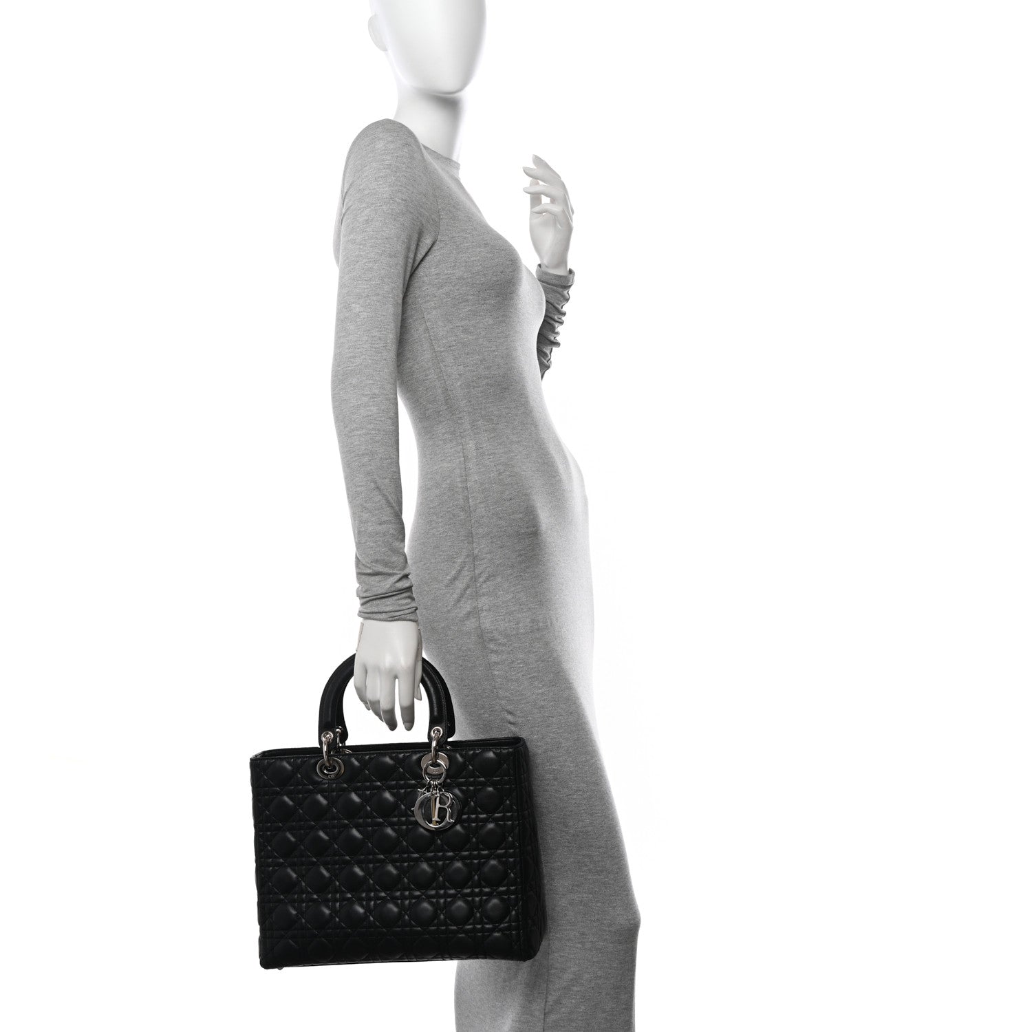Christian Dior Lambskin Cannage Large Lady Dior Black 2 of 15